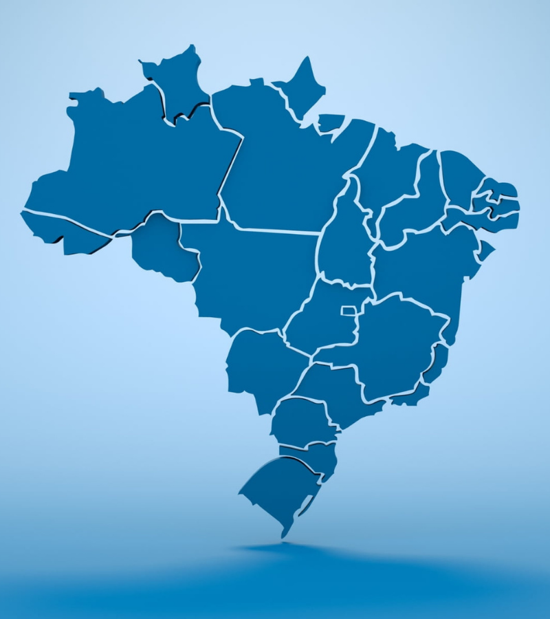 Mapa do Brasil com a localização das associações regionais filiadas à ANER